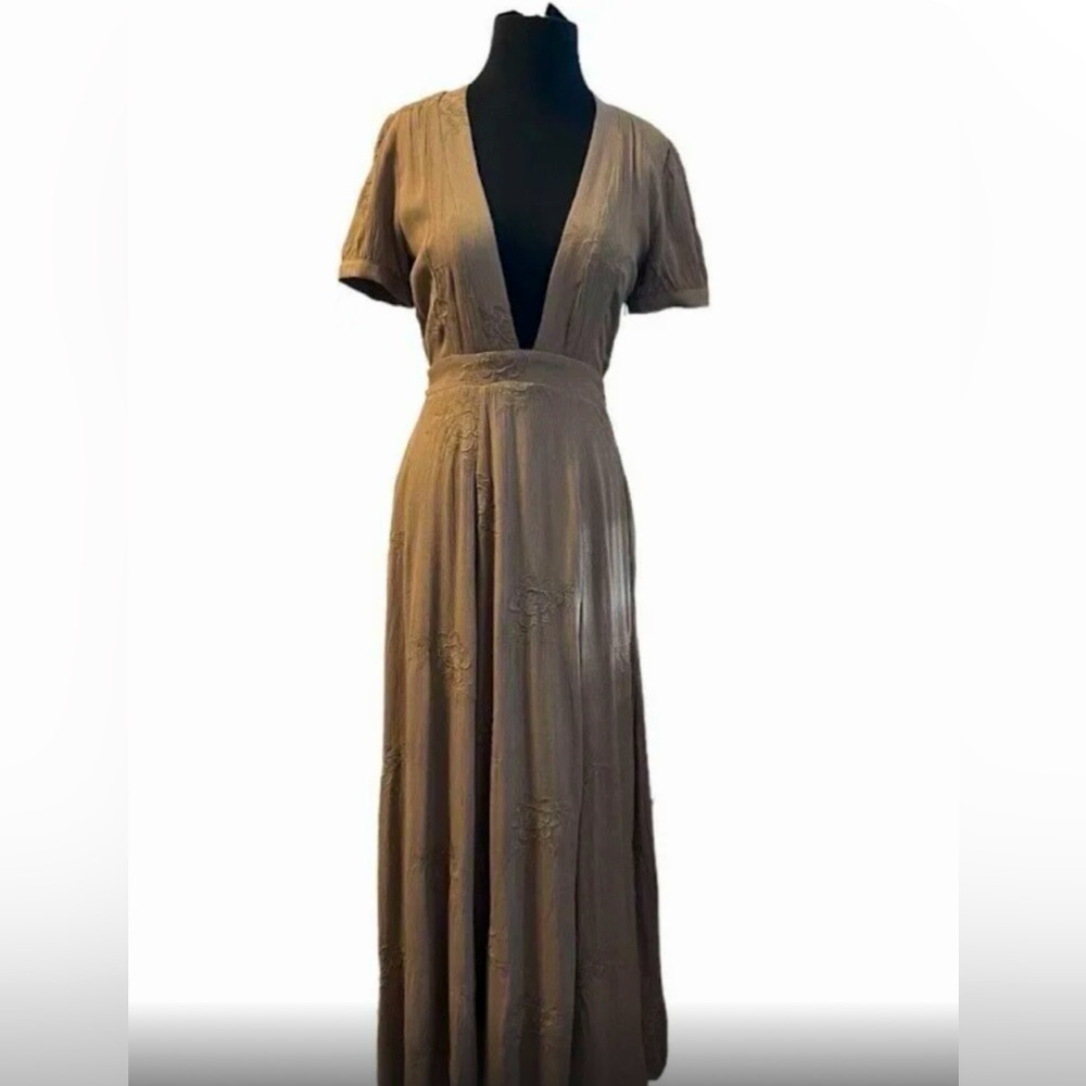 Sage & Sadie Plunging Neck Embroidered Maxi Dress.